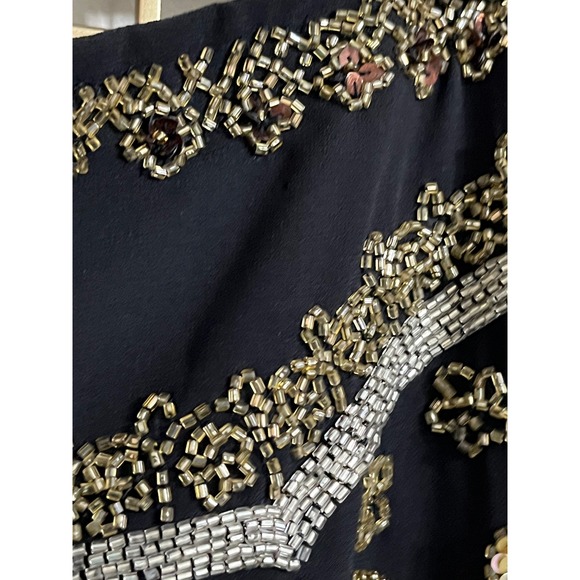 Nasty Gal Beaded Fringe Mini Skirt Party Festival Embellished Black Size S - Picture 8 of 11